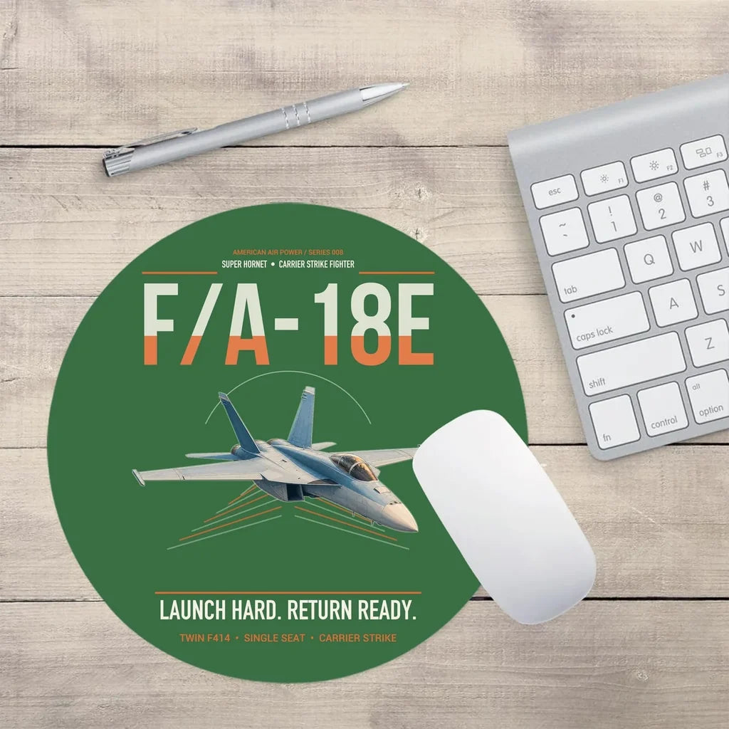 F-A-18E Super Hornet design on green round mouse pad