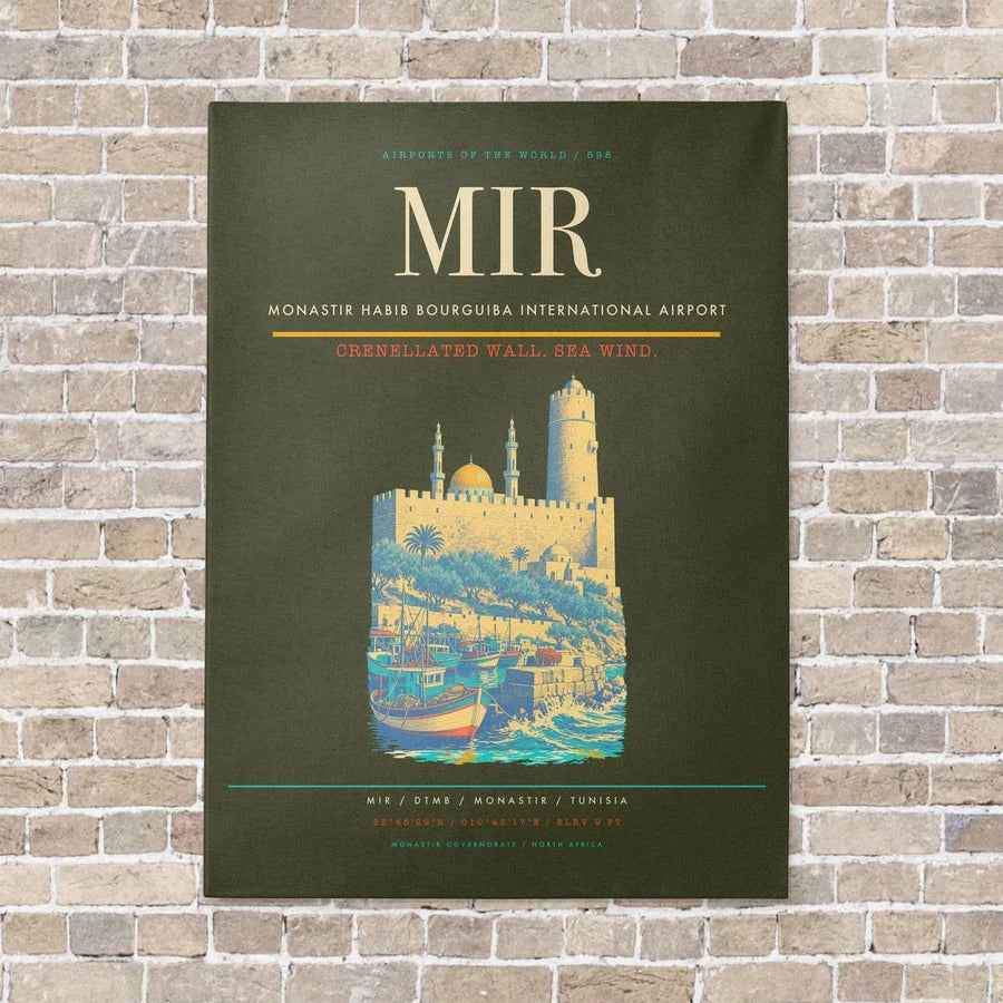 Monastir Habib Bourguiba International Airport MIR vertical canvas print - no frame - green army background