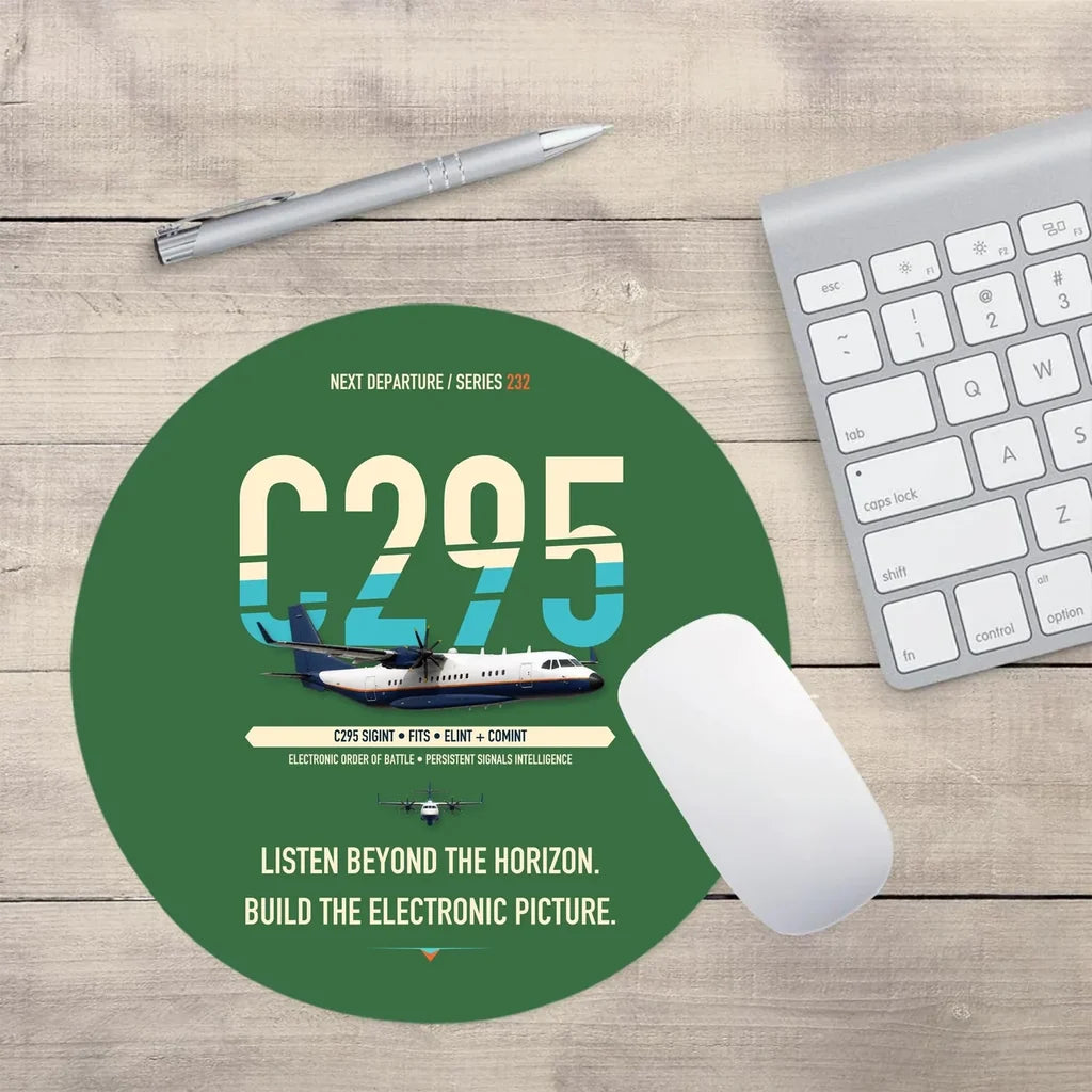 Airbus C295 SIGINT design on green round mouse pad