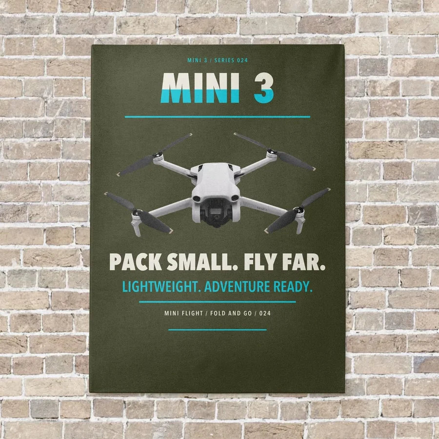 DJI Mini 3 vertical canvas print - no frame - green army background