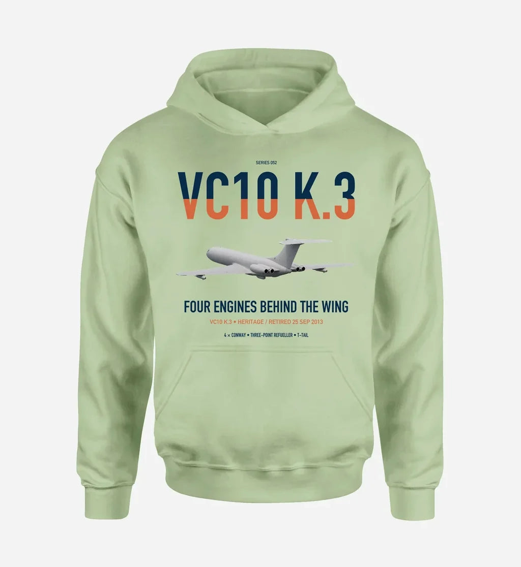 Vickers VC10 K.3 design on light green double-side hoodie, single-side print