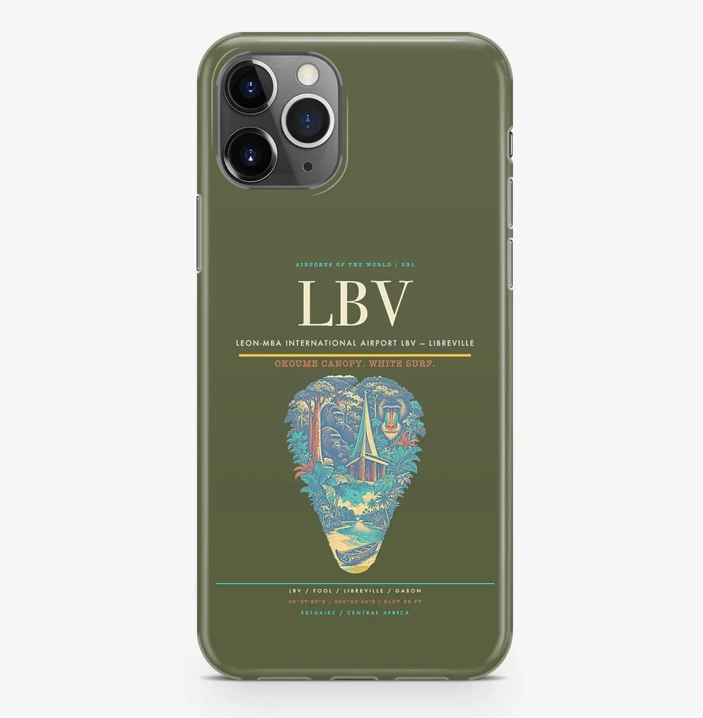 Libreville Airport (LBV) design on green army iPhone 16 Pro MagSafe case