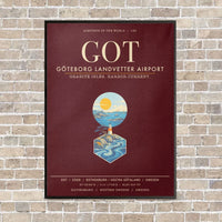 Thumbnail for Goteborg Landvetter Airport GOT - Canvas Framed - Dark Red
