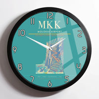Thumbnail for Molokai Airport (MKK) design on turquoise framed wall clock
