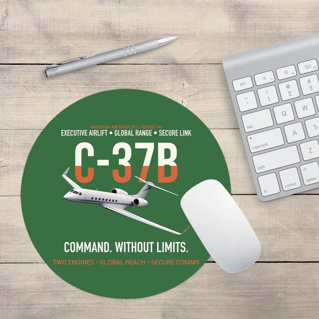 C-37B Global Command Link design on green round mouse pad