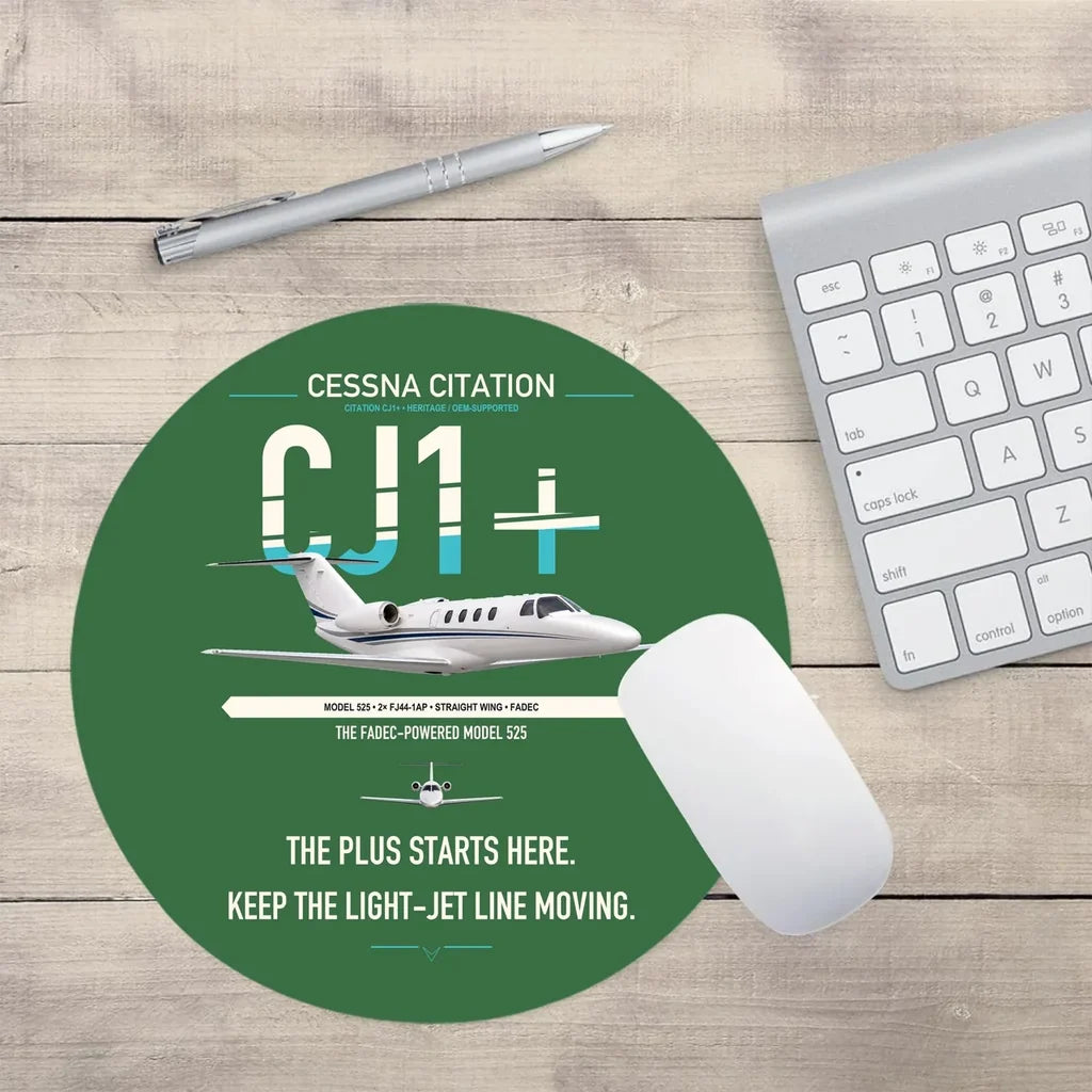 Cessna Citation CJ1+ design on green round mouse pad