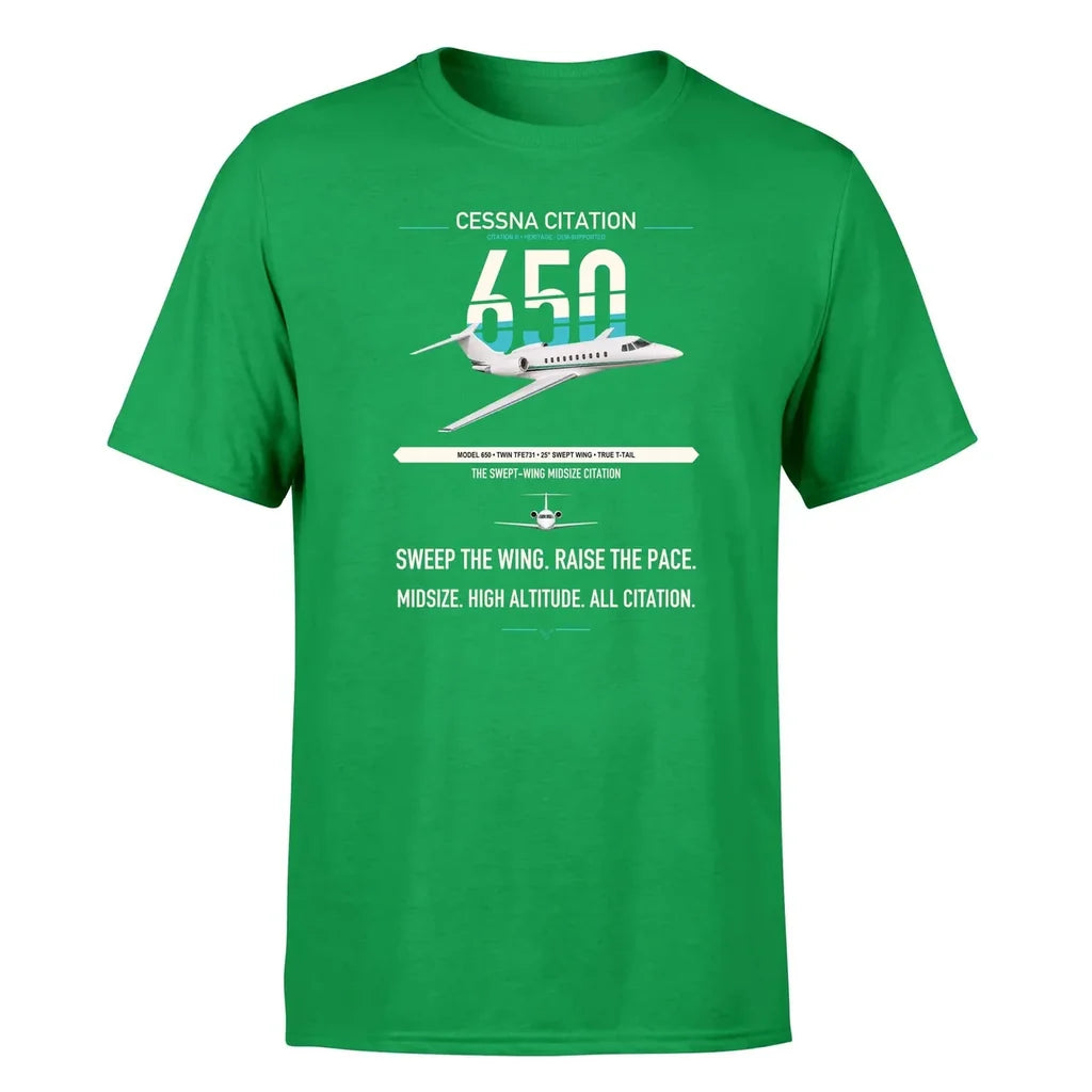 Cessna Citation 650 - Citation III design on green double-side t-shirt, single-side print