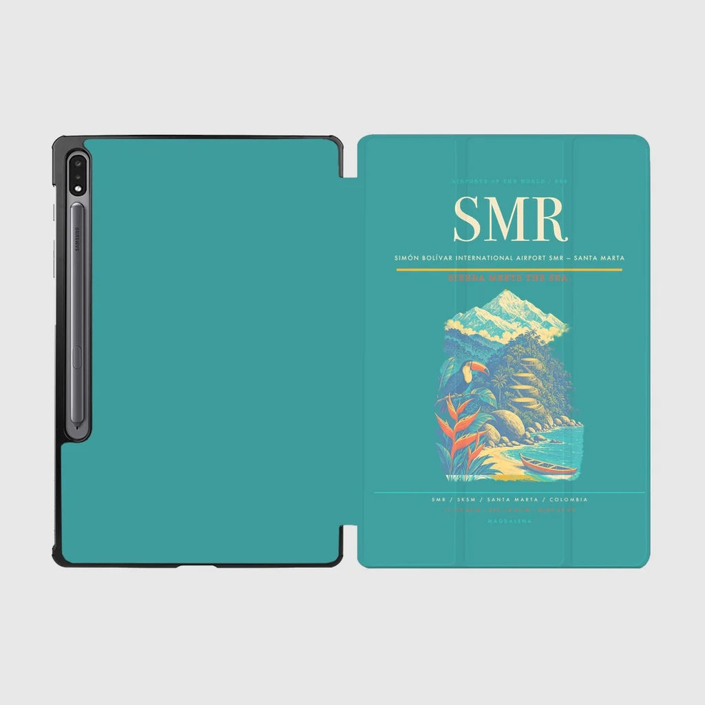 Simón Bolívar International Airport (SMR) design on turquoise samsung tablet tablet case