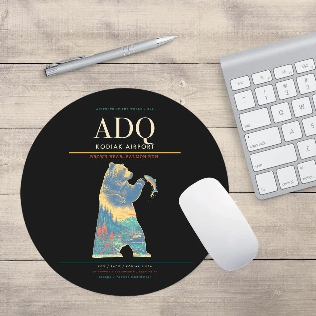 Kodiak Airport ADQ Mouse-Pad Round - Black