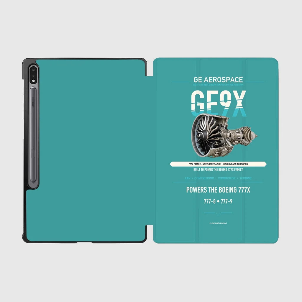 GE9X design on turquoise samsung tablet tablet case