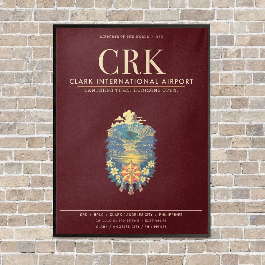 Clark International Airport CRK - Canvas Framed - Dark Red