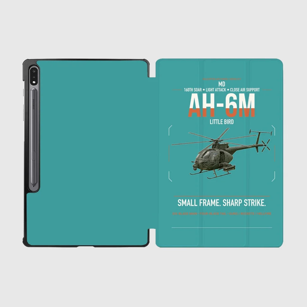 MD AH-6M Little Bird design on turquoise samsung tablet tablet case