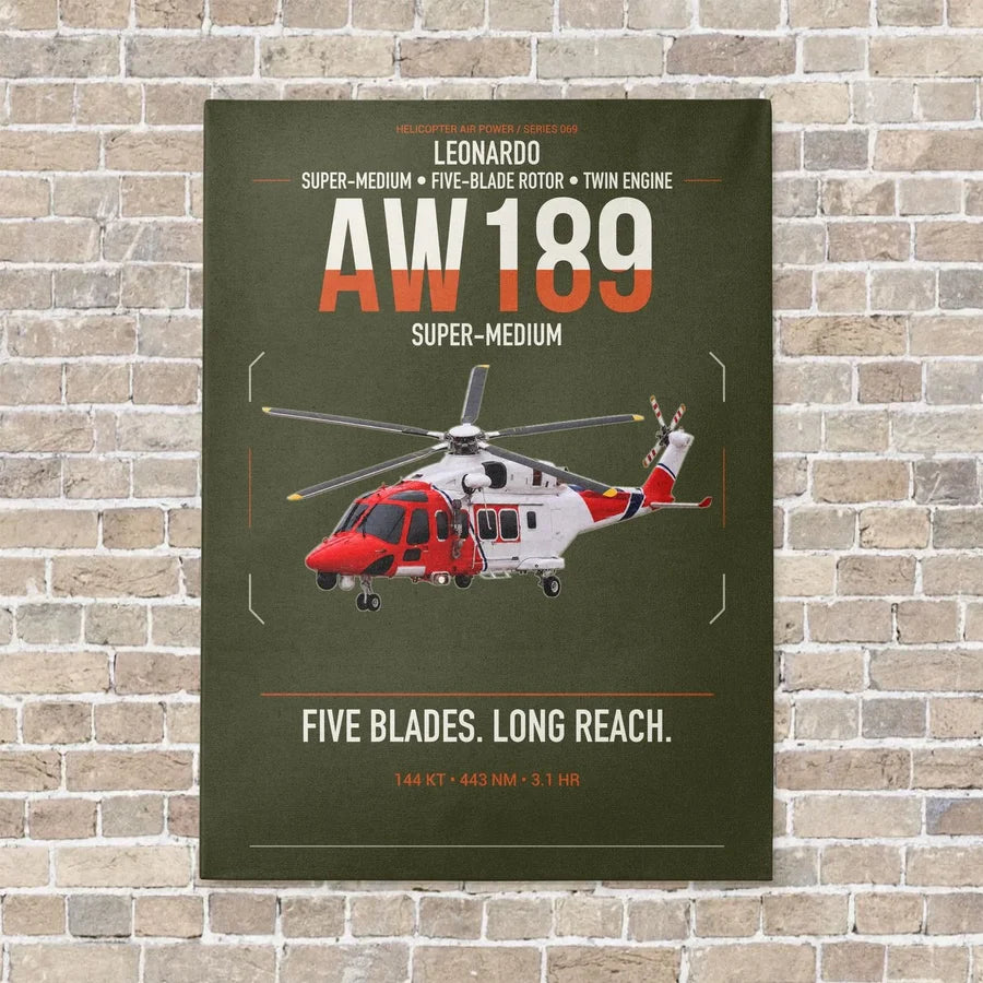 Leonardo AW189 vertical canvas print - no frame - green army background