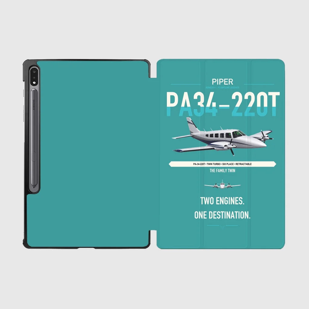 Piper PA-34-220T Seneca V design on turquoise samsung tablet tablet case