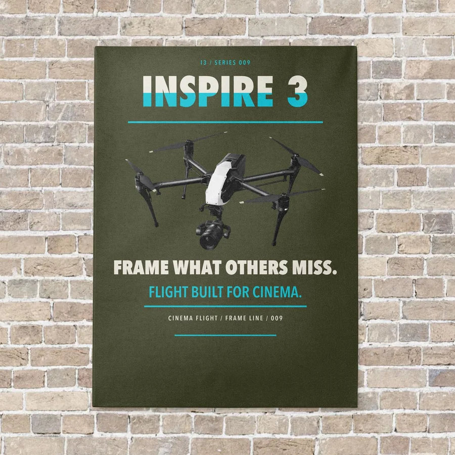 DJI Inspire 3 vertical canvas print - no frame - green army background