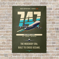 Thumbnail for Boeing 747-200B vertical canvas print - no frame - green army background