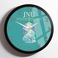 Thumbnail for Juneau International Airport (JNU) design on turquoise framed wall clock