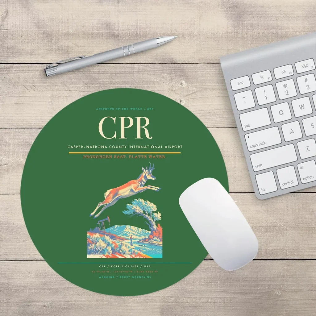 Casper–Natrona County International Airport (CPR) design on green round mouse pad