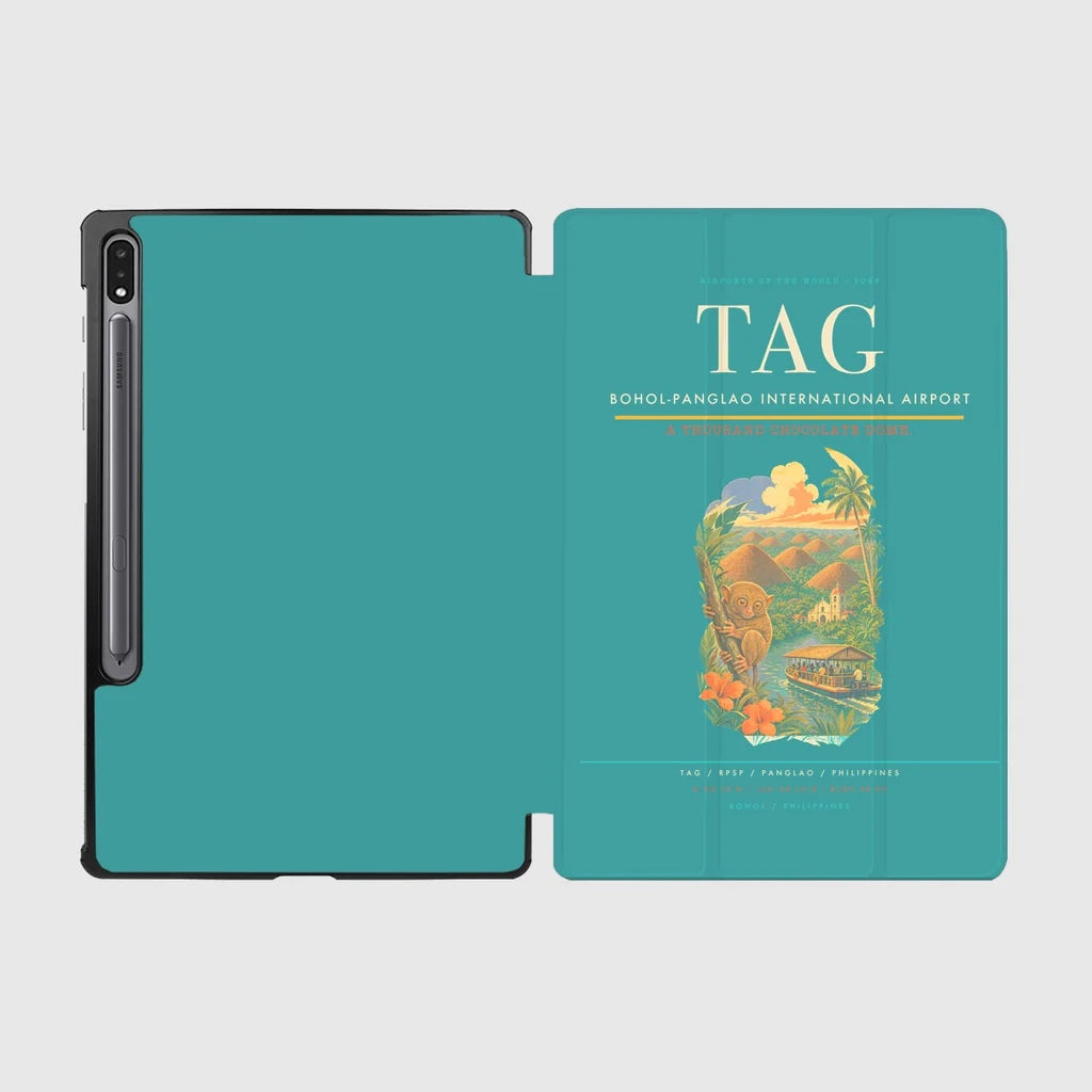 Bohol-Panglao International Airport (TAG) design on turquoise samsung tablet tablet case