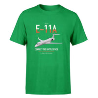 Thumbnail for E-11A BACN design on green double-side t-shirt, single-side print