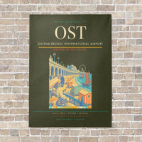 Thumbnail for Ostend-Bruges International Airport OST vertical canvas print - no frame - green army background