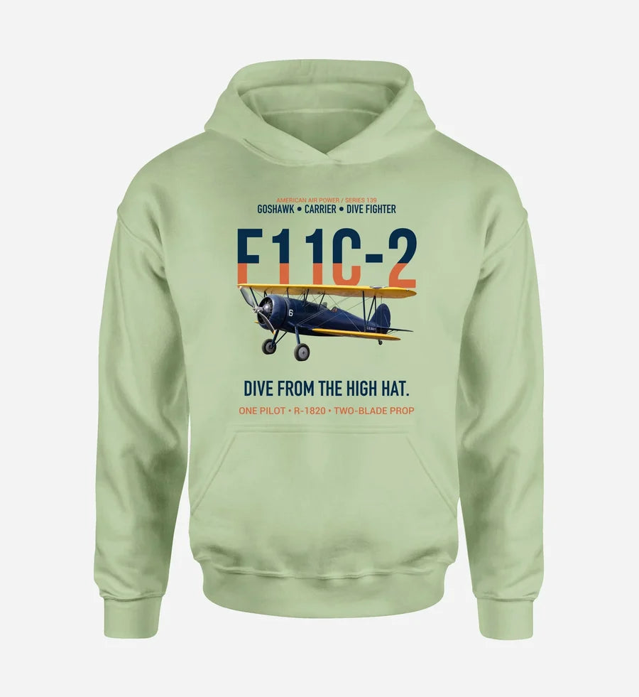 F11C-2 GOSHAWK design on light green hoodie single side
