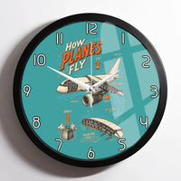 Thumbnail for How Planes Fly V2 design on turquoise framed wall clock