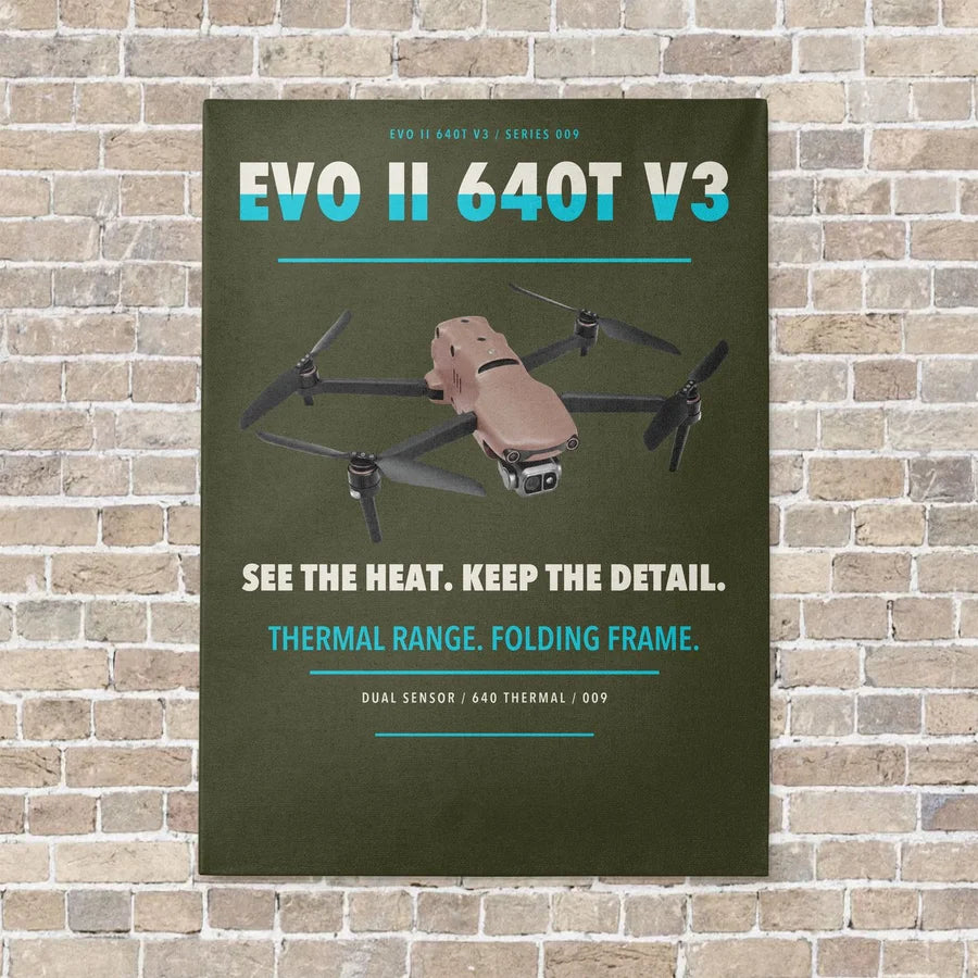 Autel EVO II Dual 640T V3 vertical canvas print - no frame - green army background