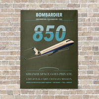 Thumbnail for Bombardier Challenger 850 vertical canvas print - no frame - green army background