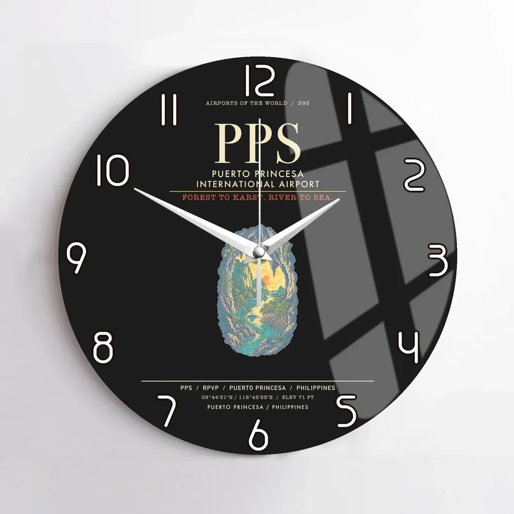Puerto Princesa International Airport PPS Wall-Clock No-Frame - Black