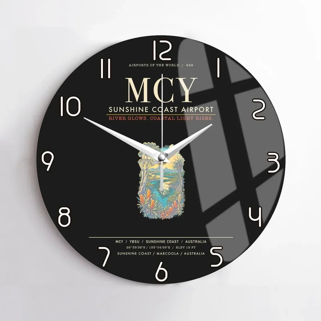 Sunshine Coast Airport MCY Wall-Clock No-Frame - Black