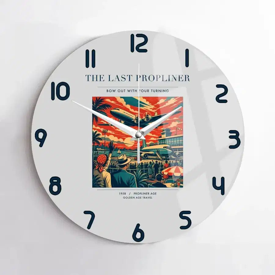 VINTAGE G4112 - The Last Propliner - Designed Wall Clocks design on lightgray no-frame