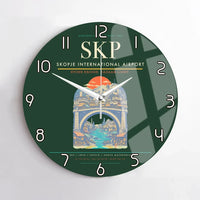 Thumbnail for Skopje International Airport SKP Wall-Clock No-Frame - Dark Green