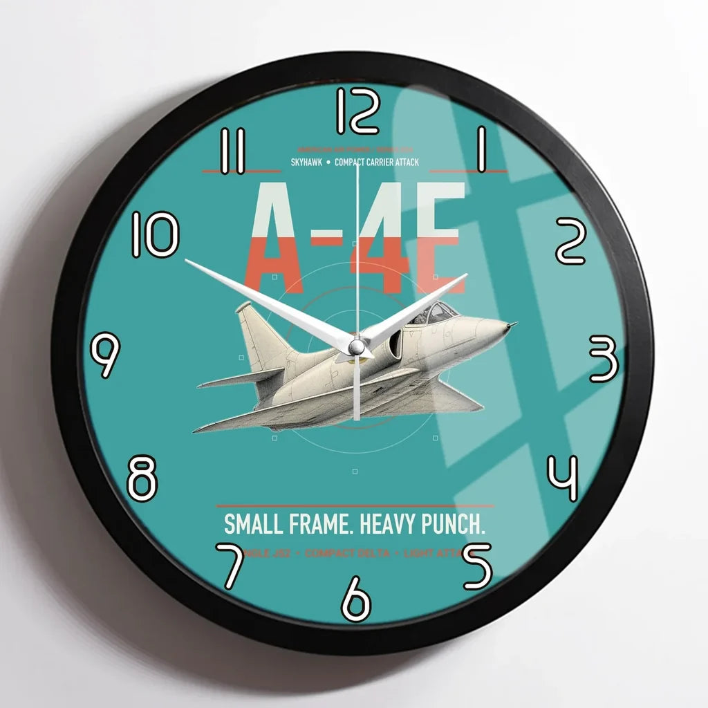 A-4E Skyhawk design on turquoise framed wall clock