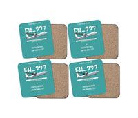 Thumbnail for Fairchild Hiller FH-227B design on turquoise 4 pieces set coaster