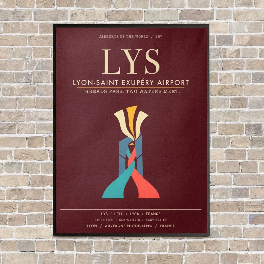 Lyon-Saint Exupery Airport LYS - Canvas Framed - Dark Red