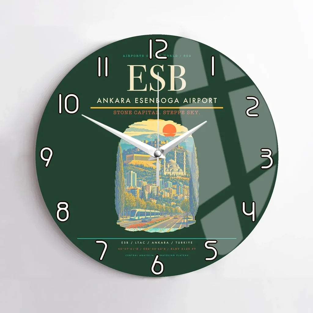 Ankara Esenboga Airport ESB Wall-Clock No-Frame - Dark Green