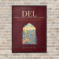 Thumbnail for Indira Gandhi International Airport Delhi DEL - Canvas Framed - Dark Red