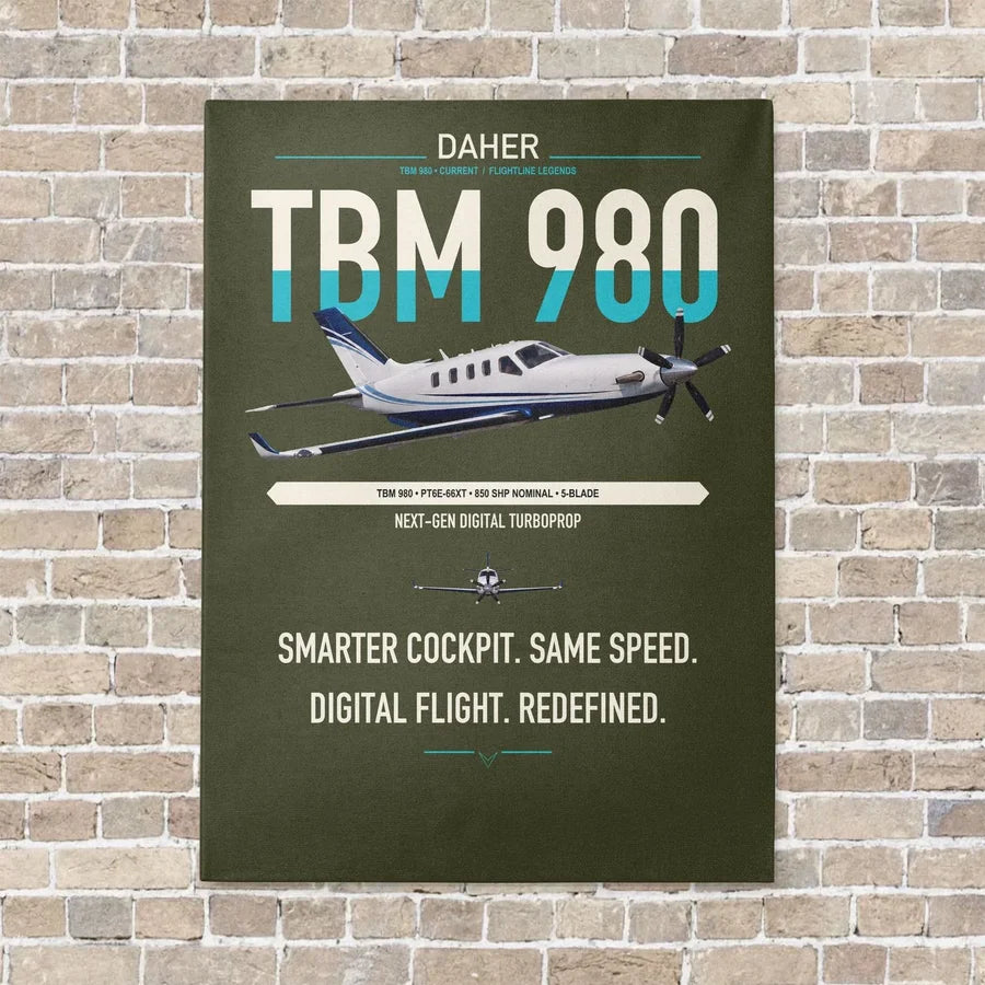 Daher TBM 980 vertical canvas print - no frame - green army background