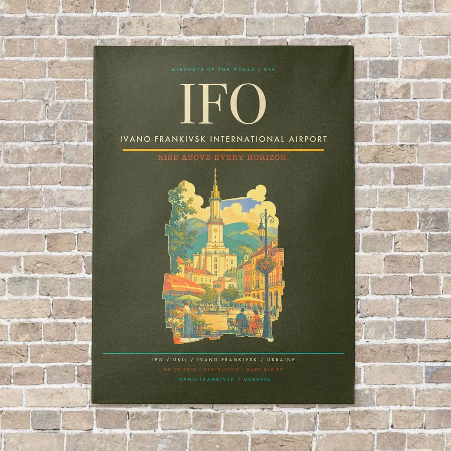Ivano-Frankivsk International Airport IFO vertical canvas print - no frame - green army background