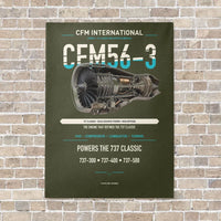 Thumbnail for CFM56-3 vertical canvas print - no frame - green army background