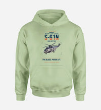 Thumbnail for Sikorsky S-61N design on light green double-side hoodie, single-side print