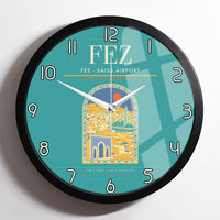 Thumbnail for Fes (FEZ) design on turquoise framed wall clock