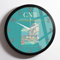 Thumbnail for Grenoble-Isère Airport (GNB) design on turquoise framed wall clock