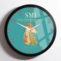 Thumbnail for Samos International Airport (SMI) design on turquoise framed wall clock