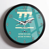 Thumbnail for Boeing 777-200LR design on turquoise framed wall clock