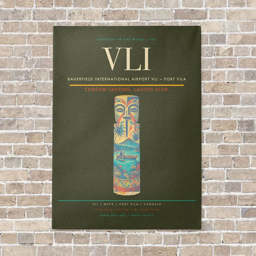 Bauerfield International Airport VLI — Port Vila vertical canvas print - no frame - green army background