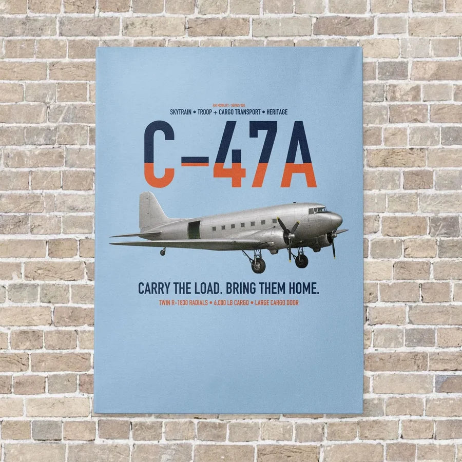 C-47A Skytrain vertical canvas print - no frame - light blue background