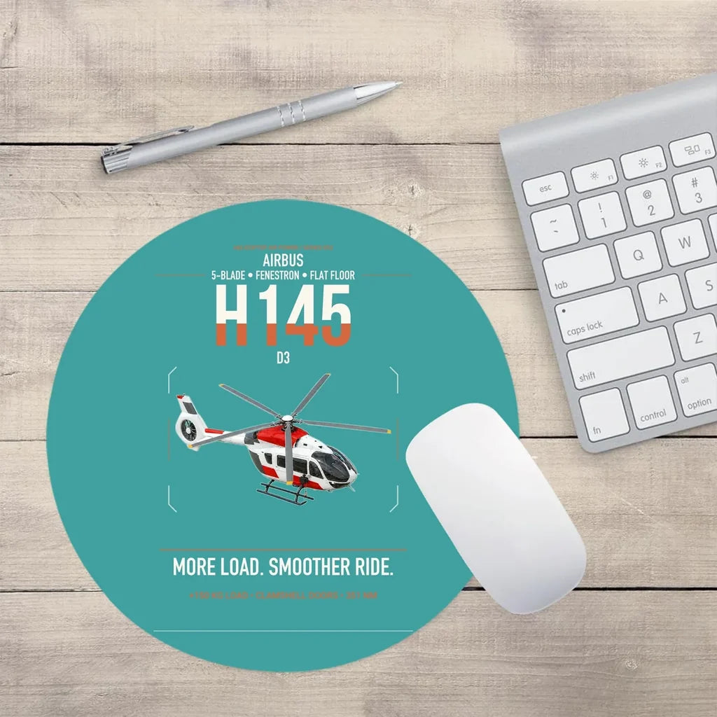 Airbus H145 D3 design on turquoise round mouse pad