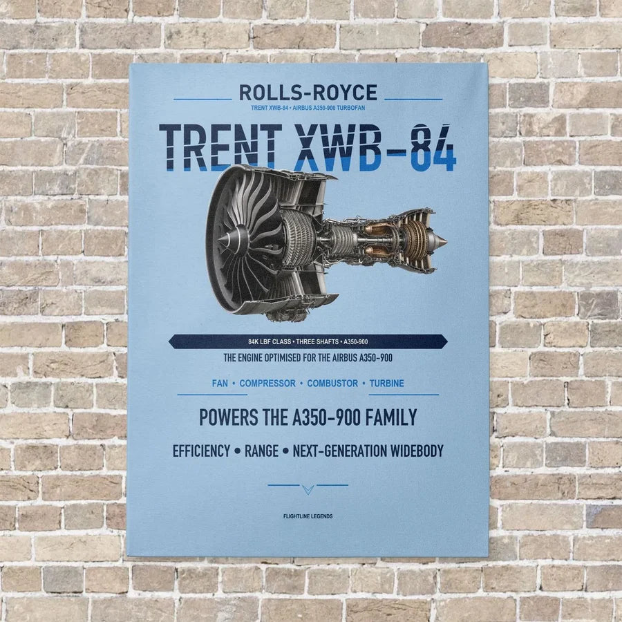TRENT XWB-84 vertical canvas print - no frame - light blue background